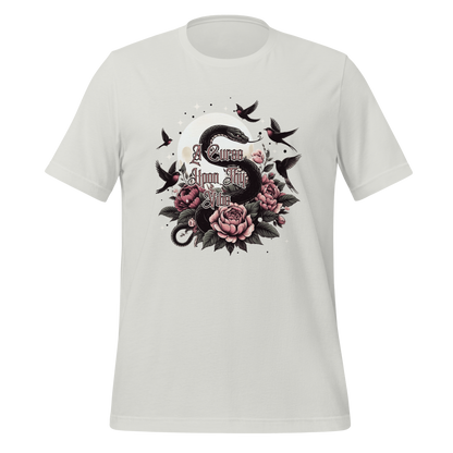 A Curse Upon Thy Vibe Tee | Snake Moon Tattoo Witch Shirt | Edgy Occult Floral | Womens Cotton T-Shirt