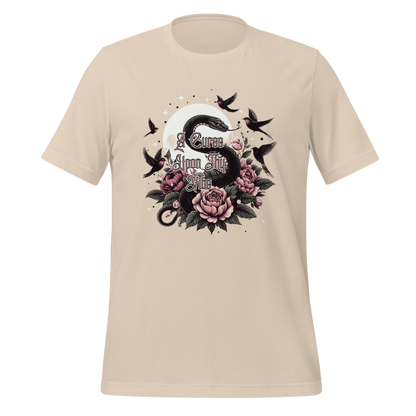 A Curse Upon Thy Vibe Tee | Snake Moon Tattoo Witch Shirt | Edgy Occult Floral | Womens Cotton T-Shirt