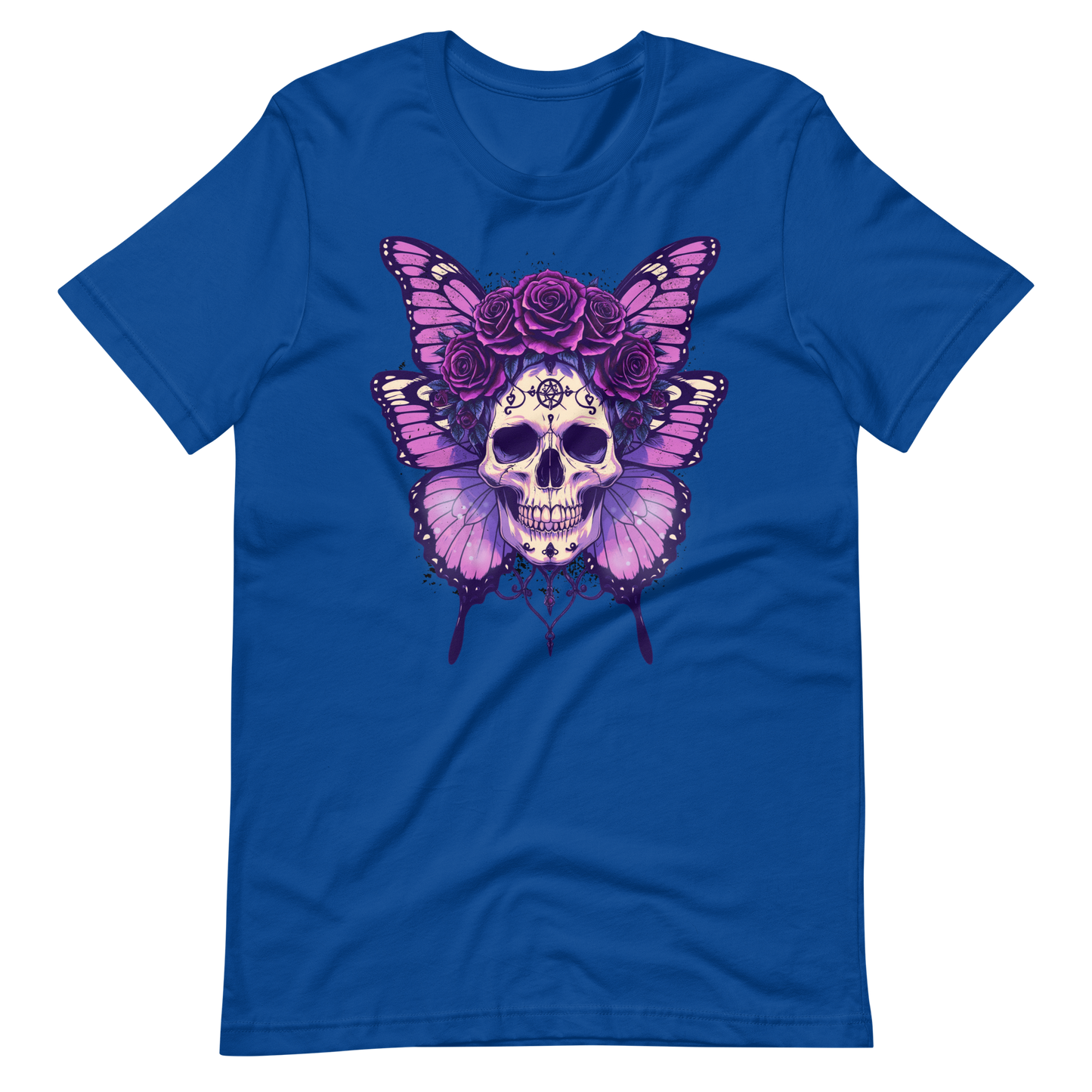 Crowned In Rebellion Skull Butterfly Rose Tee | Gothic Punk Witch Shirt | Alt Goth | Womens Cotton T-Shirt