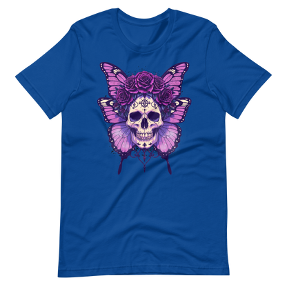 Crowned In Rebellion Skull Butterfly Rose Tee | Gothic Punk Witch Shirt | Alt Goth | Womens Cotton T-Shirt