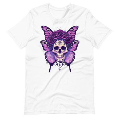 Crowned In Rebellion Skull Butterfly Rose Tee | Gothic Punk Witch Shirt | Alt Goth | Womens Cotton T-Shirt