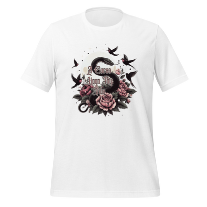 A Curse Upon Thy Vibe Tee | Snake Moon Tattoo Witch Shirt | Edgy Occult Floral | Womens Cotton T-Shirt